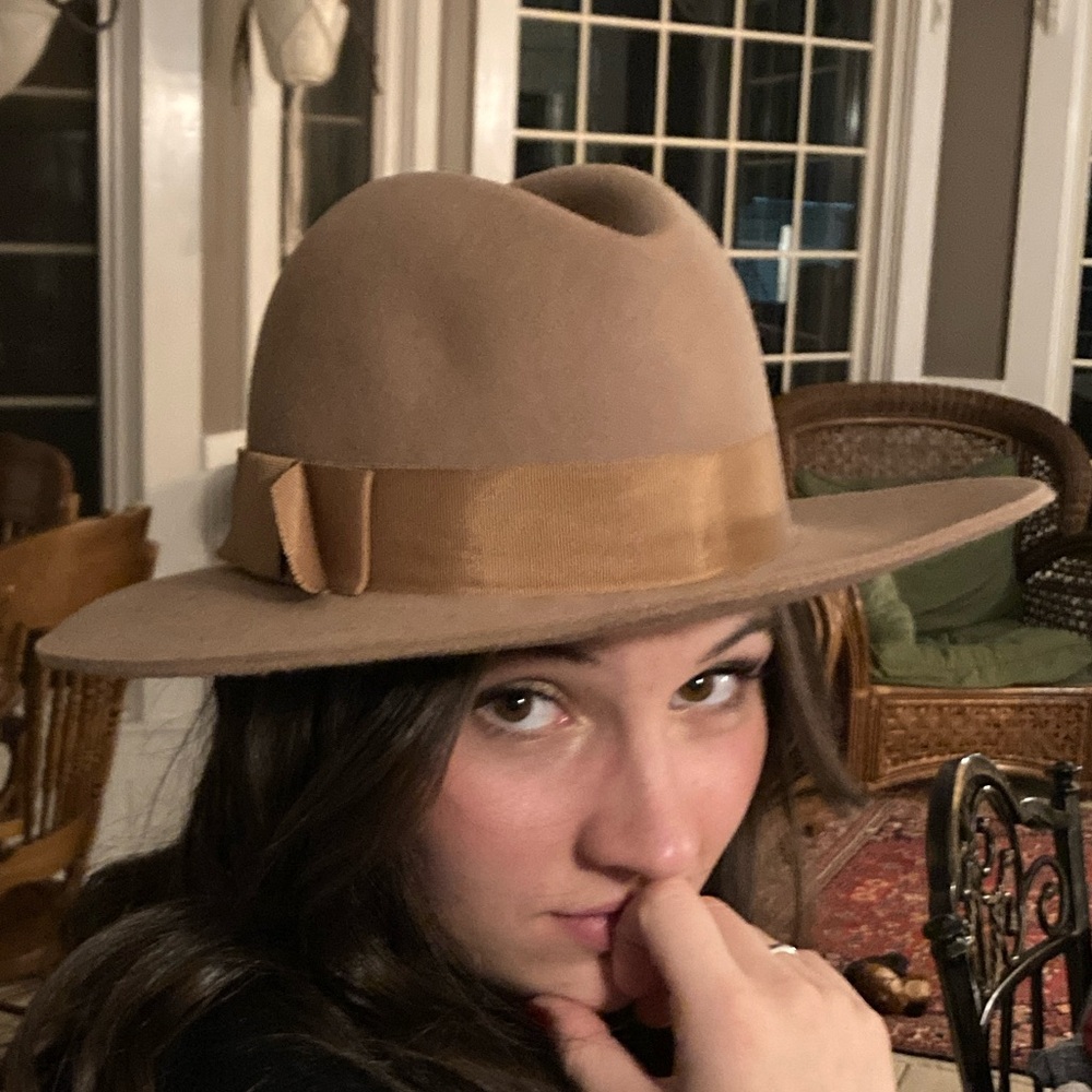 Importina 100% Wool Vintage Fedora Hat Khaki Tan Color Felt Comfort Jazz